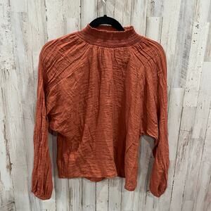MP|C Orange Mock Neck Lightweight Cinch Sleeve Top Women’s XS